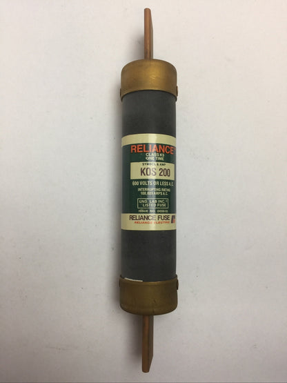 RELIANCE KOS200 CLASS K5 ONE TIME FUSE 200AMP 600VAC