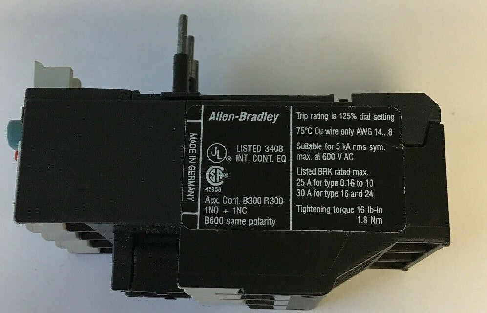 ALLEN BRADLEY 193-TA B16 1-1.6A SER.A  OVERLOAD RELAY 600VAC