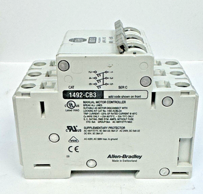 ALLEN-BRADLEY - 1492-CB3-G030 SER. C - MOTOR CONT.- 3P, 3A, 277 V, 1-1/2 HP, 3PH