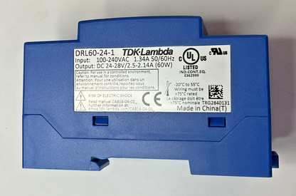 TDK-LAMBDA DRL60-24-1 POWER SUPPLY MODULE 240VAC 28VDC 50/60HZ 60W