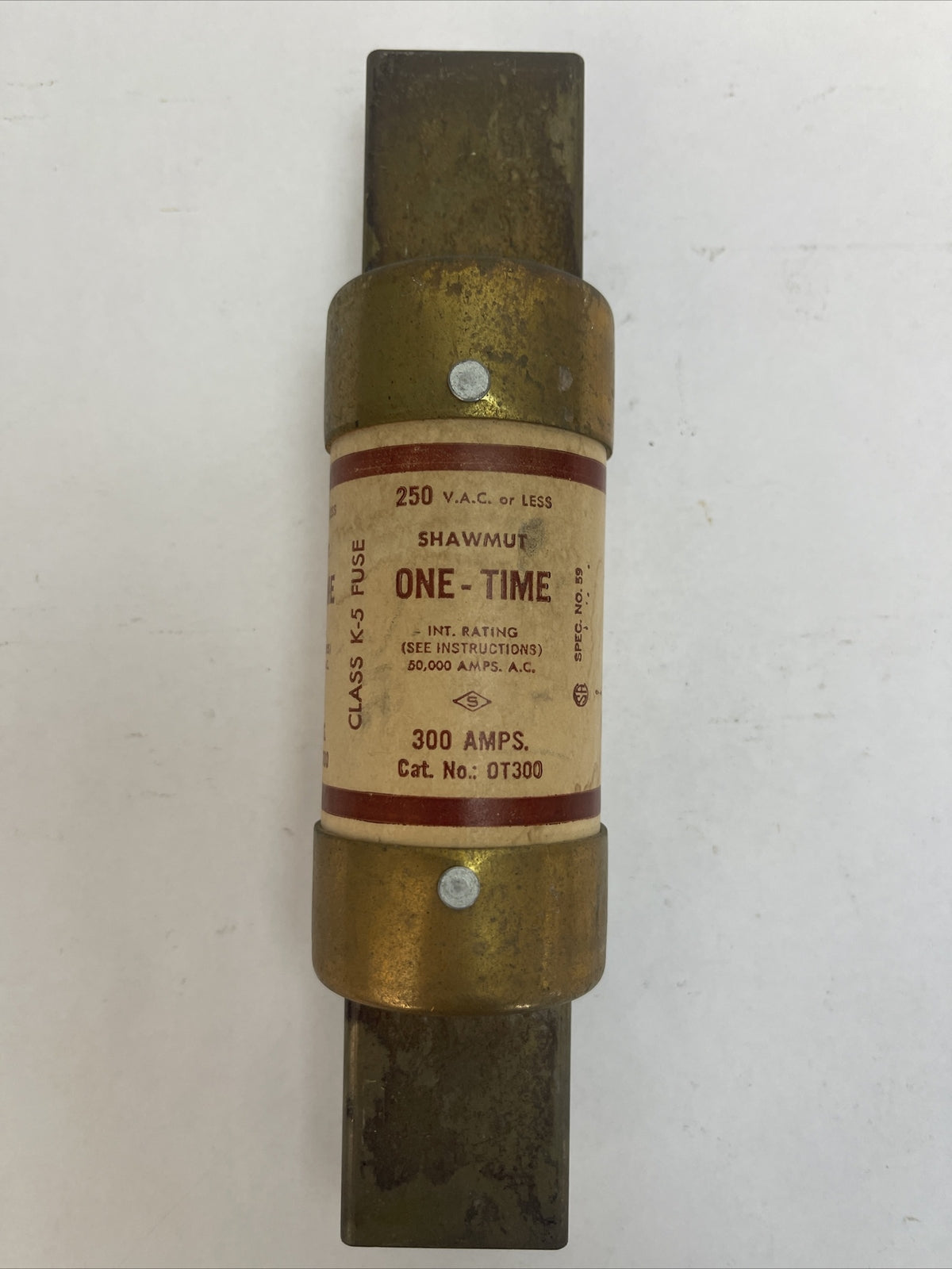 SHAWMUT OT300 ONE-TIME CLASS K-5 FUSE 300AMP 250VAC