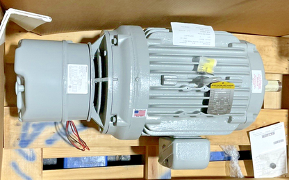 BALDOR 7.5HP 1760RPM 9.2A MOTOR W/ STEARN 108704100GLF BRAKE REV.B 35LB-FT