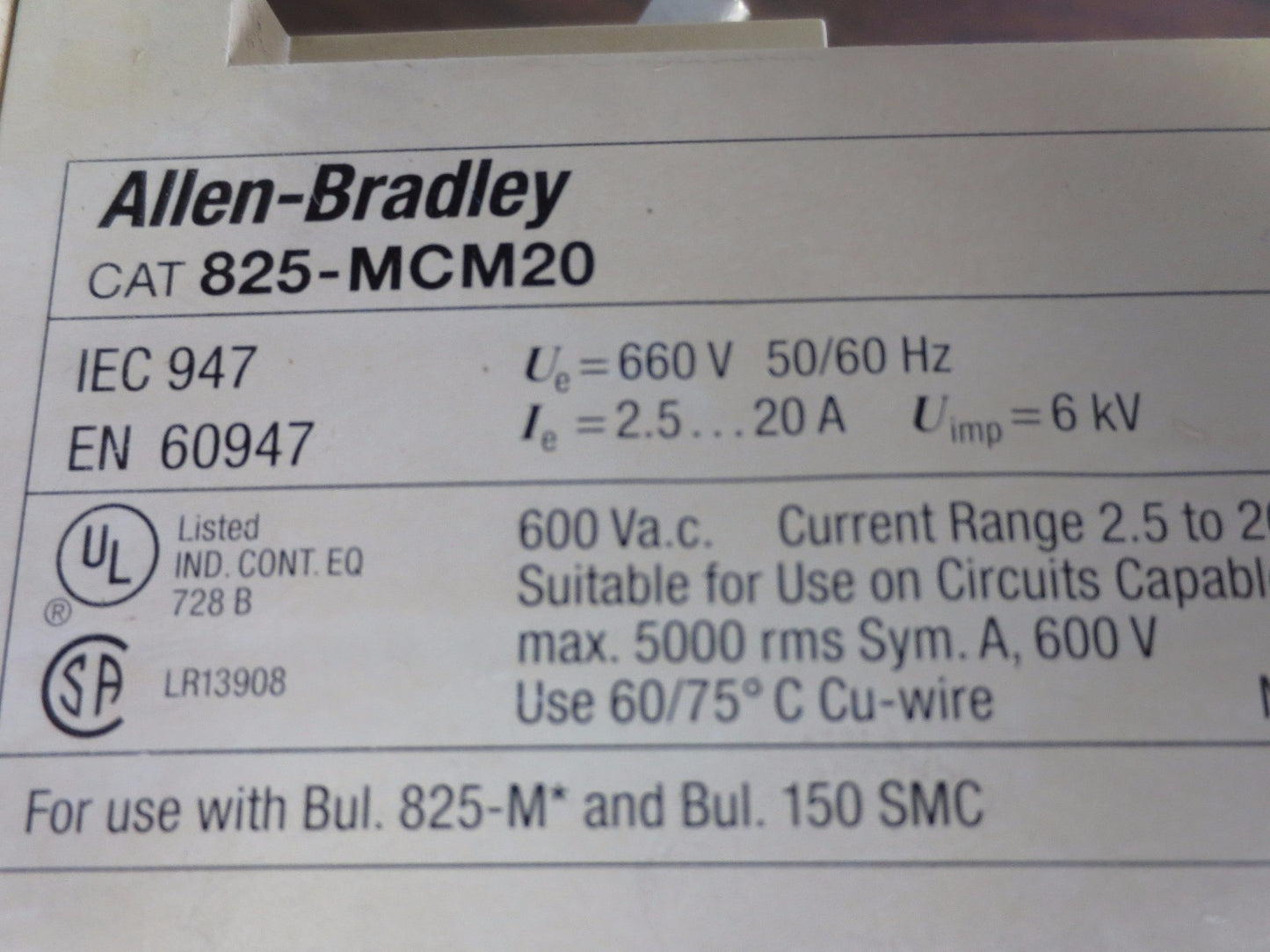 ALLEN-BRADLEY 825-MCM20 Ser. A - CONVERTER - 600V, 50/60 Hz, 20A