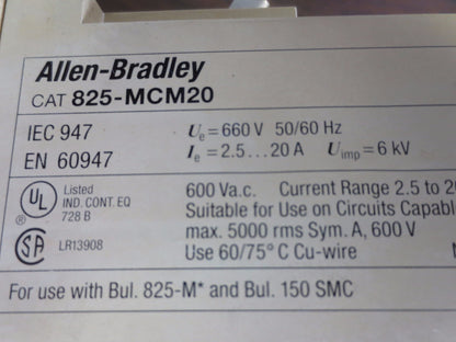 ALLEN-BRADLEY 825-MCM20 Ser. A - CONVERTER - 600V, 50/60 Hz, 20A