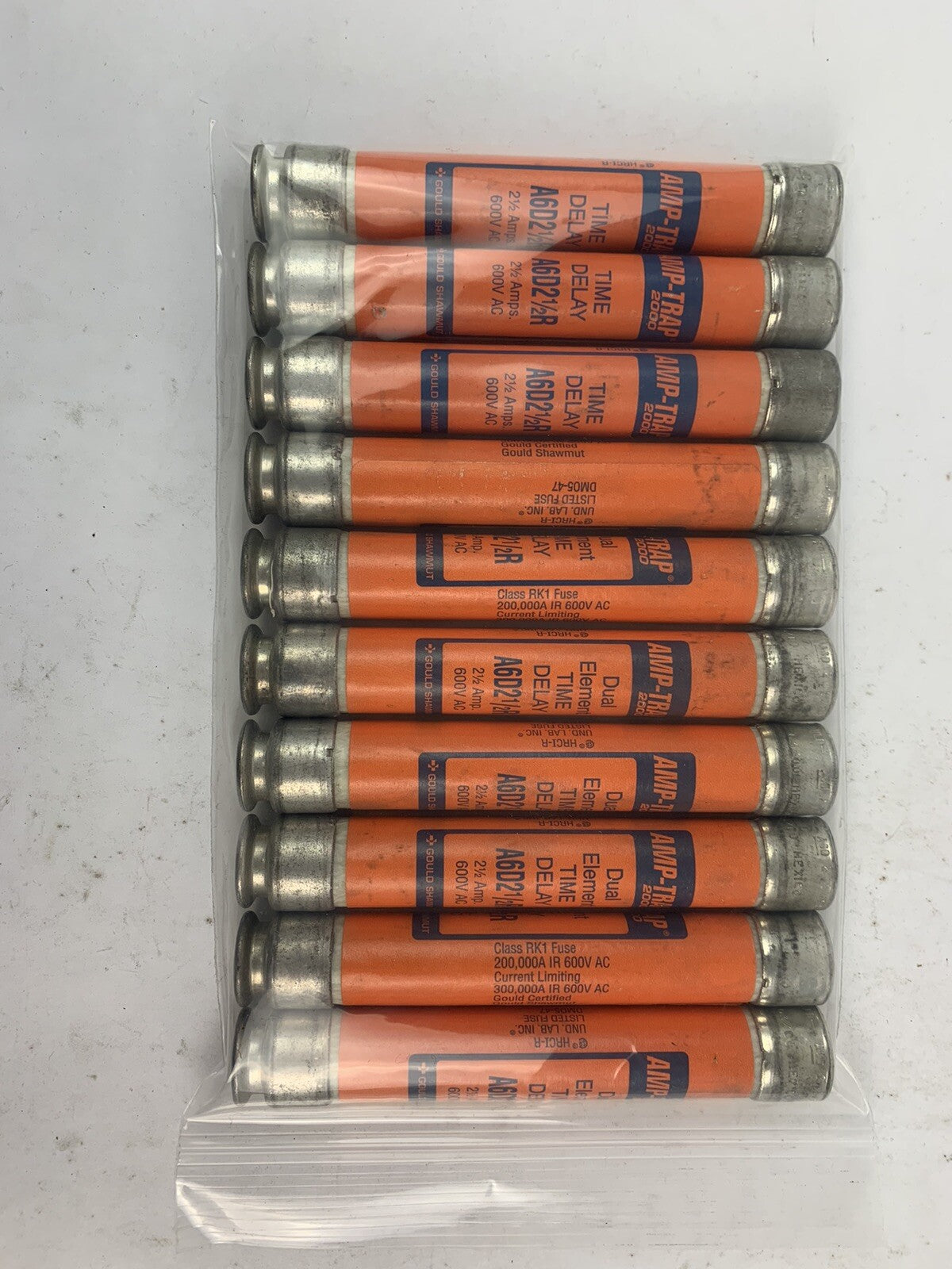 Gould Shawmut Amp-trap 2000 A6D2 1/2R 2 1/2A 600V Fuse "Lot of 10"