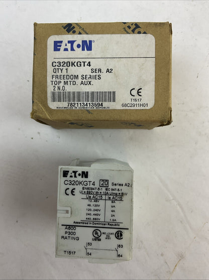 EATON C320KGT4 SER A2 FREEDOM SERIES TOP MTD AUXILIARY CONTACT 2N.O.