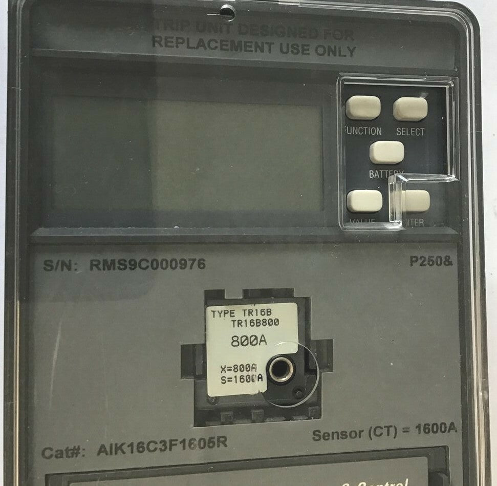 GENERAL ELECTRIC AIK16C3F1605R TRIP UNIT W/TR16B800 800A MICROVERSATRIP