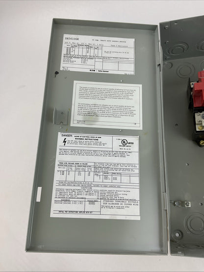 EATON DH361UGK 600VAC 30HP 30A 250VDC 5HP NON-FUSIBLE SAFETY SWITCH