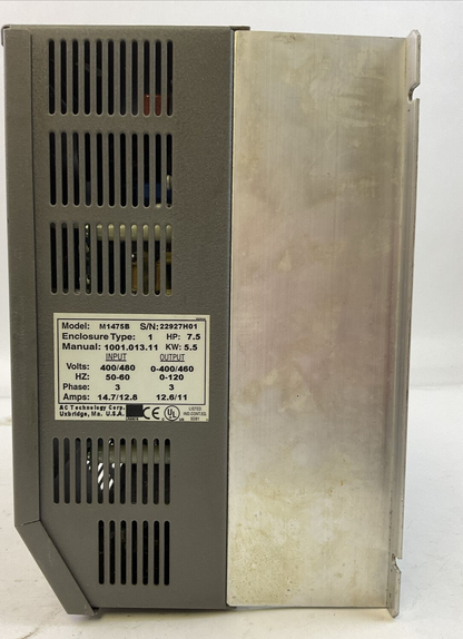 AC TECH MC SERIES M1475B INTELLIGENT DRIVE OUTPUT 0-400/460V 3PH 12.6/11A 7.5HP