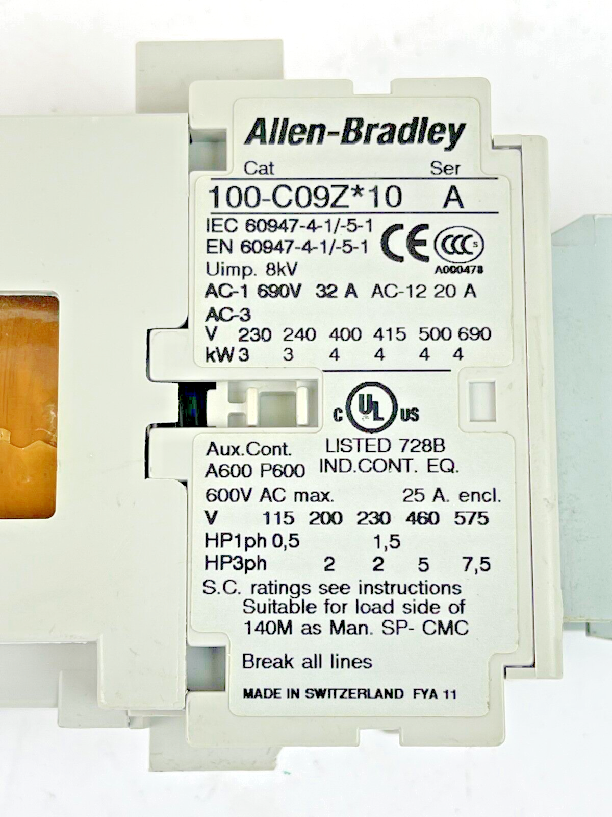 ALLEN BRADLEY - 100-C09Z*10 SER. A 25VDC COIL CONTACTOR & 100-F SER. B CONTACTOR