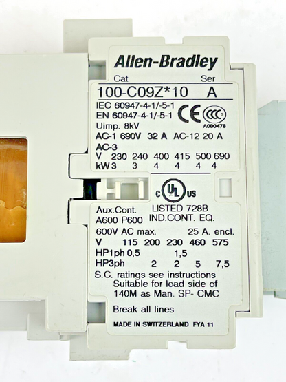 ALLEN BRADLEY - 100-C09Z*10 SER. A 25VDC COIL CONTACTOR & 100-F SER. B CONTACTOR