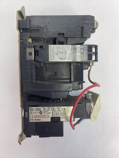 ALLEN BRADLEY 509-BOD-A2D SER B SIZE 1 STARTER 27A 600VAC 10HP 592-A2DA 1-2.9A