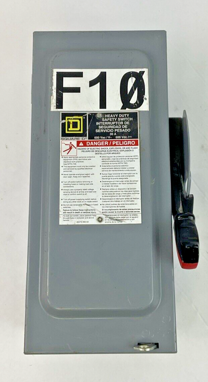 SQUARE D H361 FUSIBLE SER.F05 DISCONNECT SWITCH 30A 600VAC 600VDC