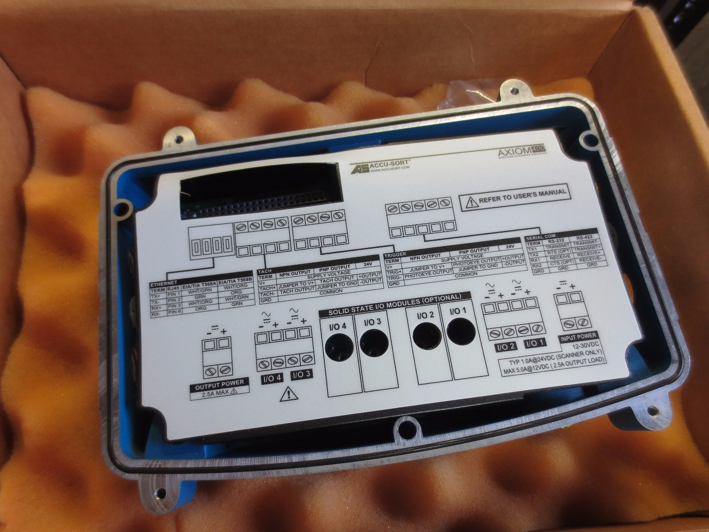 ACCU-SORT 0104636001 Rev. 2 AXIOM WIRING BASE, LASER BAR CODE SCANNER US VERSION