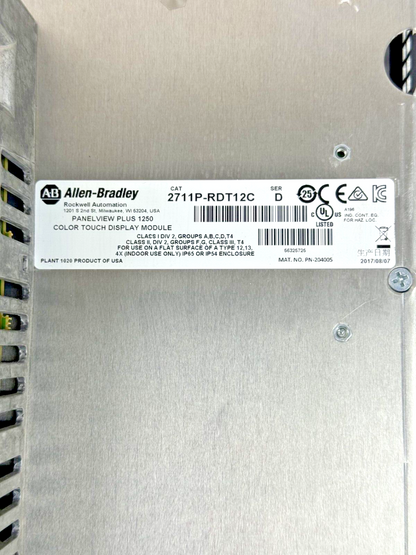 ALLEN-BRADLEY - 2711P-T12C4D8 SER. A - PANELVIEW PLUS 1250 ASSEMBLED TERMINAL