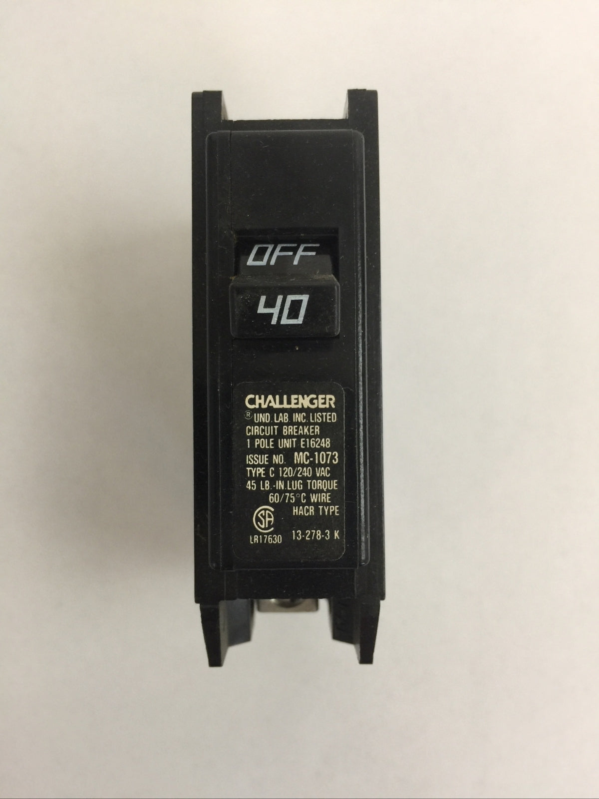 CHALLENGER C140 CIRCUIT BREAKER 40AMP 120/240VAC 1POLE HACR TYPE (LOT OF 10)