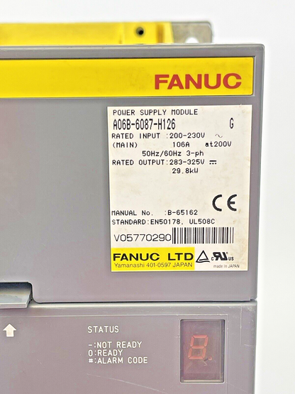 FANUC - A06B-6087-H126 - POWER SUPPLY MODULE - 200-230VAC, 50/60HZ, 3.5A