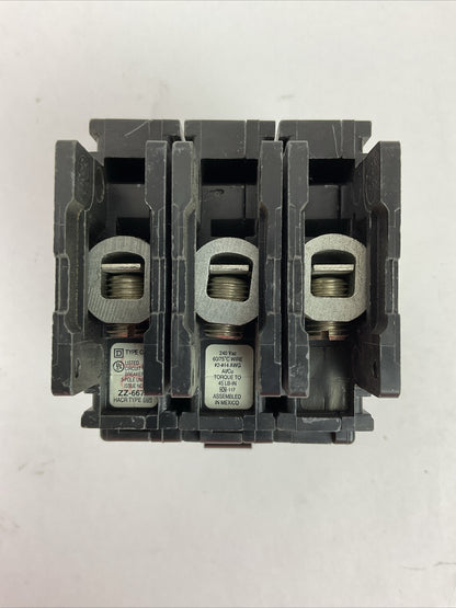 SQUARE D QOU315 3POLE CIRCUIT BREAKER 15AMP 240VAC