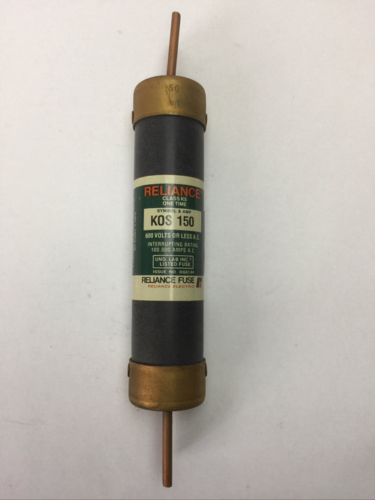 RELIANCE KOS150 CLASS K5 ONE TIME FUSE 150AMP 600VAC