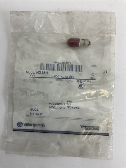 ALLEN BRADLEY 800T-N319R SER C PILOT LIGHT LED RED ACCESSORY 24V BULB