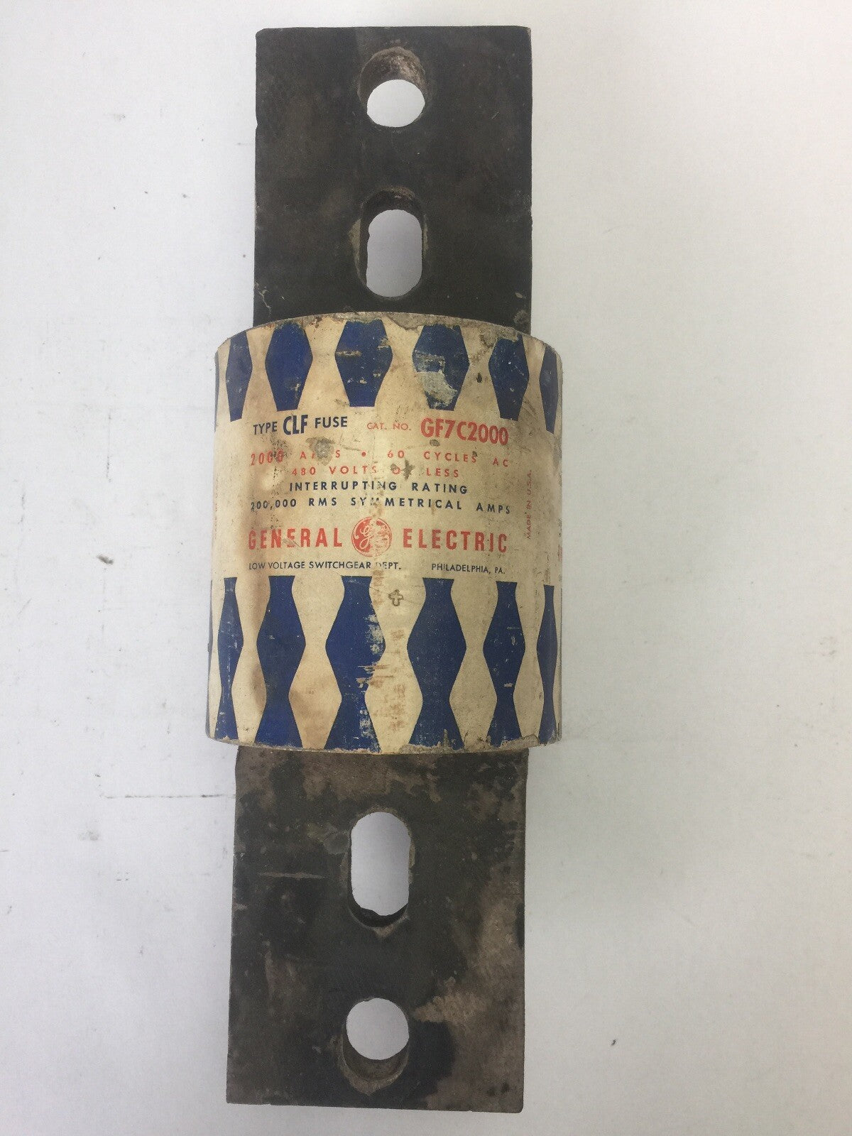 GE GF7C2000 TYPE CLF FUSE 2000 AMP 480 VAC 60 CYCLES