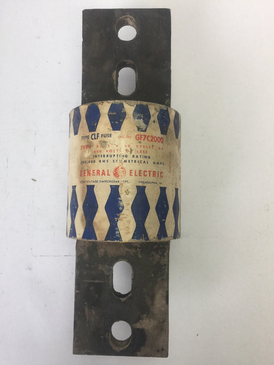 GE GF7C2000 TYPE CLF FUSE 2000 AMP 480 VAC 60 CYCLES