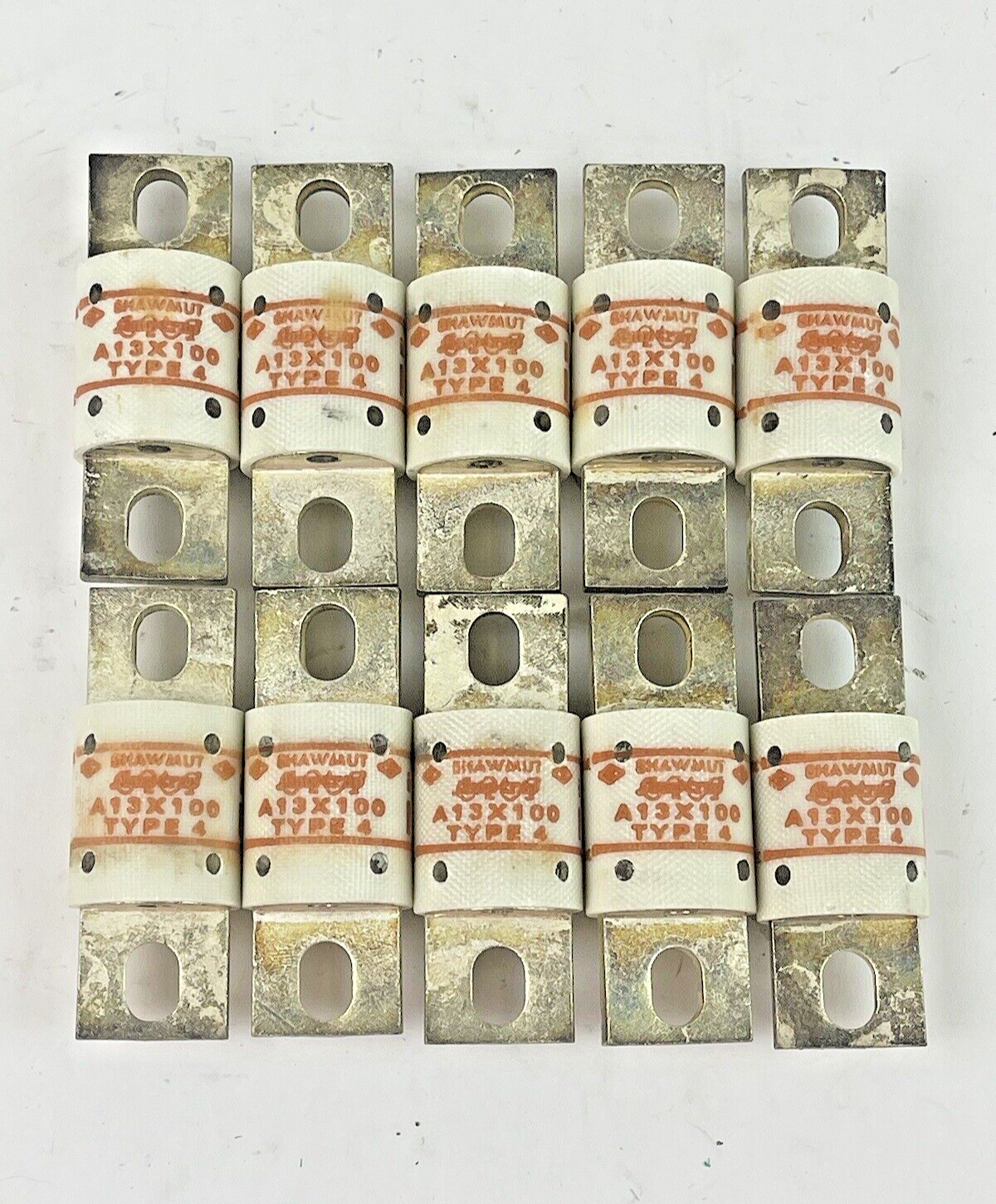 SHAWMUT *LOT OF 10* - A13X100-4 - AMP TRAP - 130V, 100 AMP FUSES