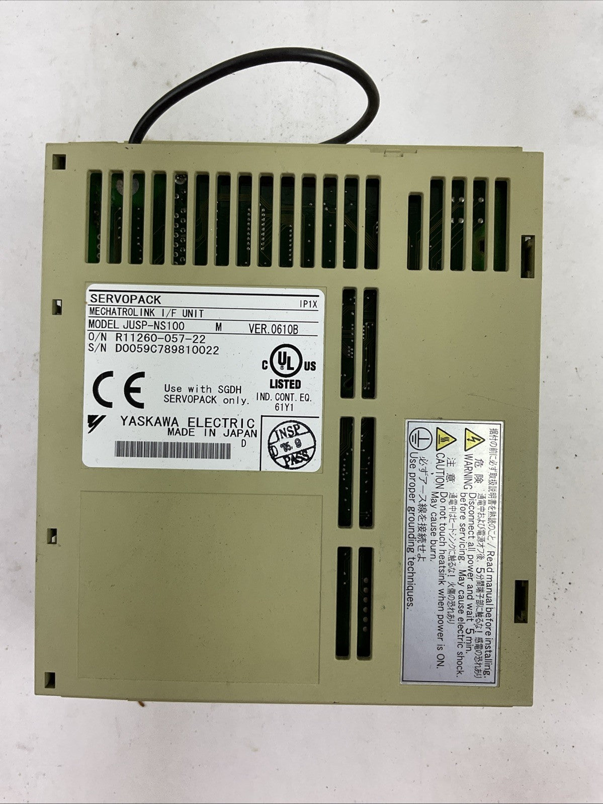 YASKAWA SGDH-01AE SERVOPACK OUTPUT 3PH 0-230VAC 0.91A 0.1kW JUSP-NS100
