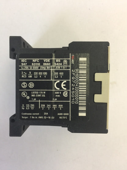 TELEMECANIQUE LP4K0901 CONTACTOR 600VAC 20A 5HP