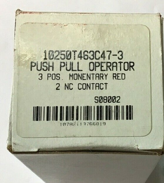 CUTLER HAMMER 10250T463C47-3 PUSH/PULL BUTTON 3POS 2NC ***MISSING RED CAP***