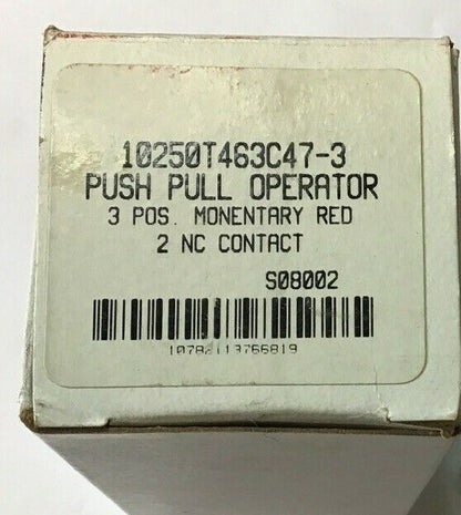 CUTLER HAMMER 10250T463C47-3 PUSH/PULL BUTTON 3POS 2NC ***MISSING RED CAP***