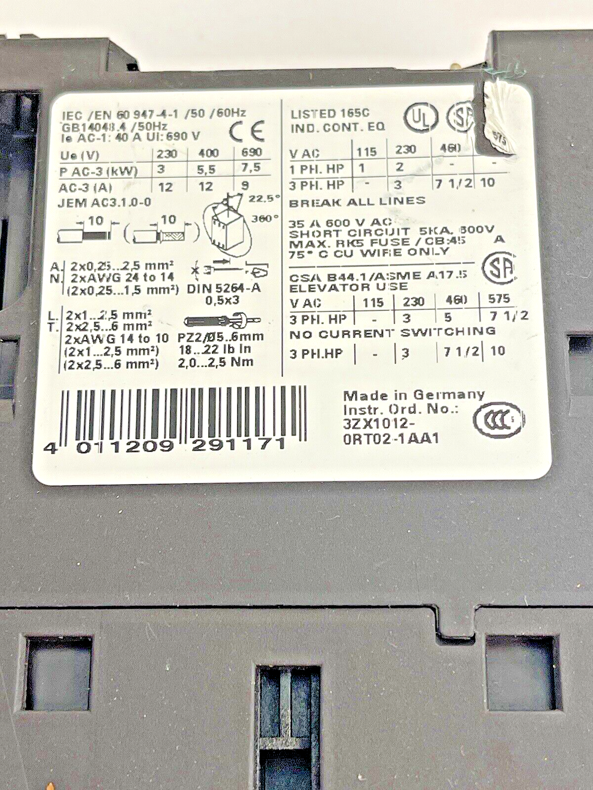SIEMENS - 3RT1024-3B..0 & 3RH1921-2HA22 & 3RT1926-1BB00 W/ 24VDC COIL