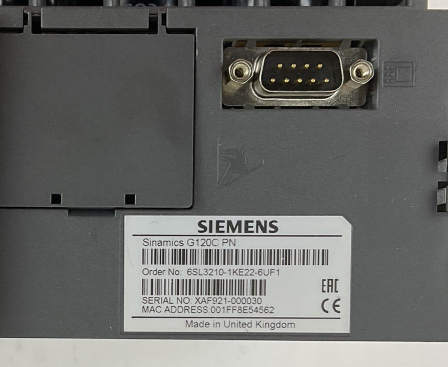 SIEMENS 6SL3210-1KE22-6UF1 FREQUENCY CONVERTER 15HP VER.B02 33.3A G120C PN 480V