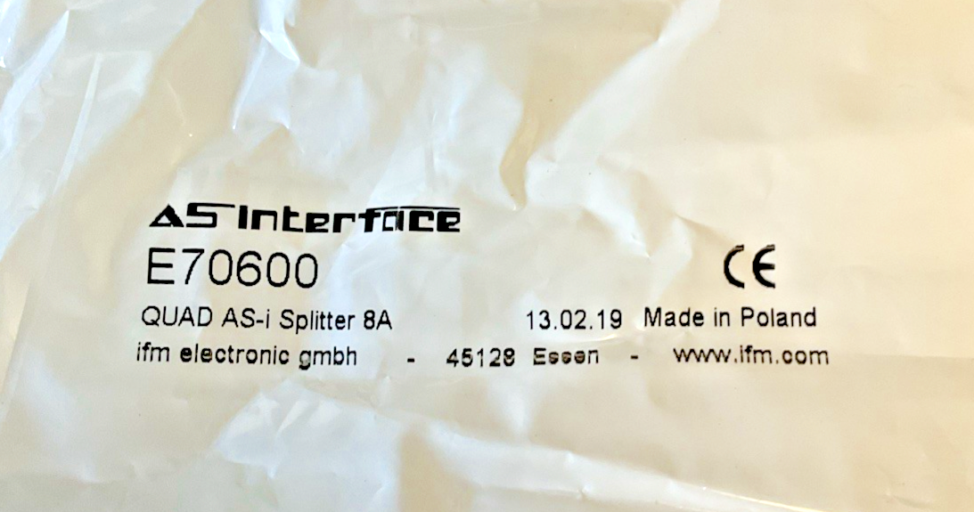 IFM E70600 AS INTERFACE QUAD AS-I SPLITTER 8A