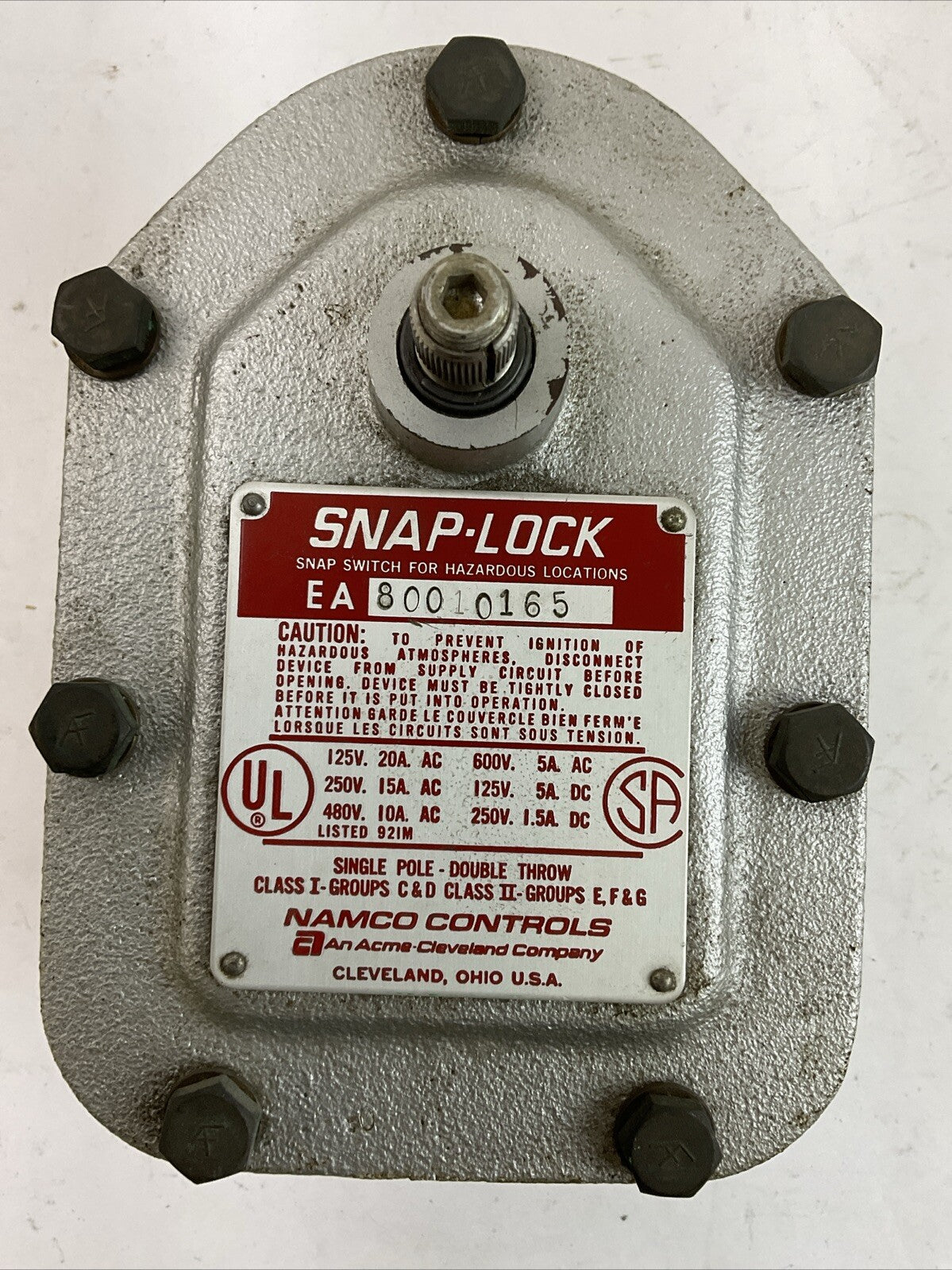 SNAP-LOCK EA80010165 SNAP SWITCH FOR HAZARDAOUS LOCATIONS 600VAC 5A 250VDC 1.5A