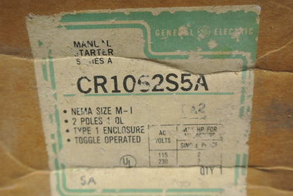 GE CR1062S5A - MANUAL MOTOR STARTER / TOGGLE SWITCH in ENCLOSURE / NEW SURPLUS