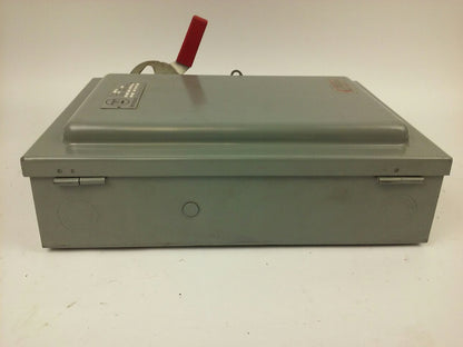 WESTINGHOUSE HF461 SAFETY SWITCH, 30A, 600V, 4P FUSIBLE, 25 H.P., NEW