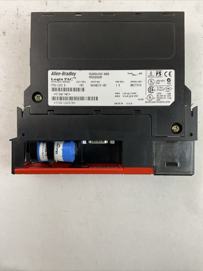ALLEN BRADLEY 1756-L62S SER B F/W REV 1.9 CAT REV F01 PROCESSOR *NO KEY*