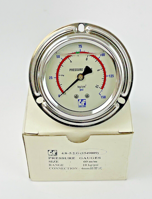 CHIN FONG - 1549009 - PRESSURE GAUGE - 60mm DIAMETER, 4mm NPT BM, 0-150 PSI