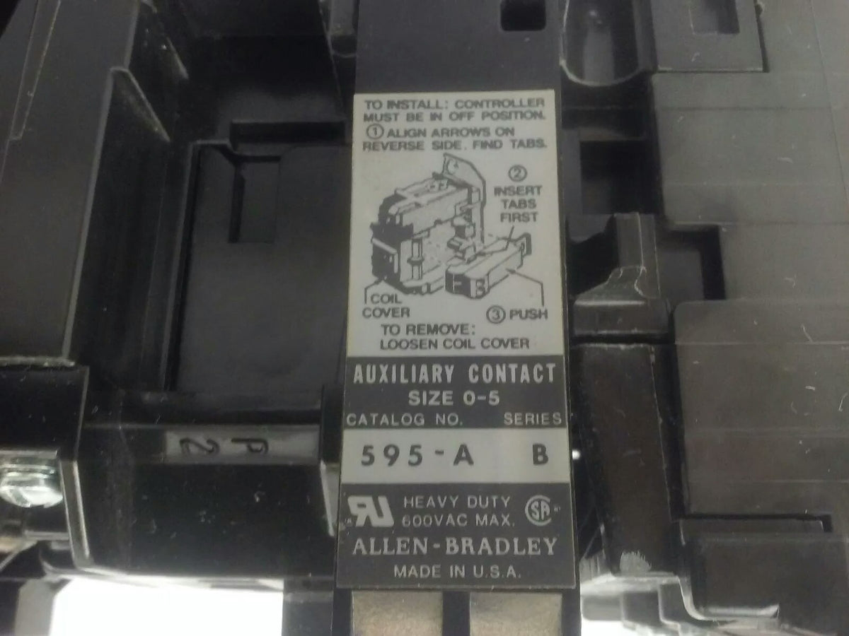 ALLEN BRADLEY 500F-BOD930 SER. C STARTER, SIZE 1, 27A, 600V, 120V COIL, W39,USED