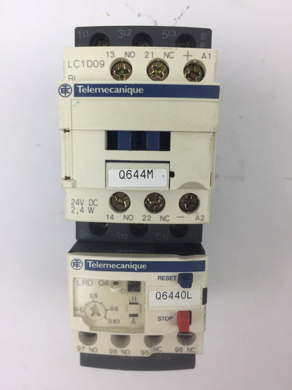 TELEMECANIQUE LC1D09BL CONTACTOR LRD04 OVERLOAD RELAY LAD4TBDL 24V
