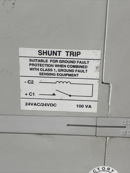 ABB S6N CIRCUIT BREAKER 600V 600AMP 3POLE SHUNT TRIP 24V