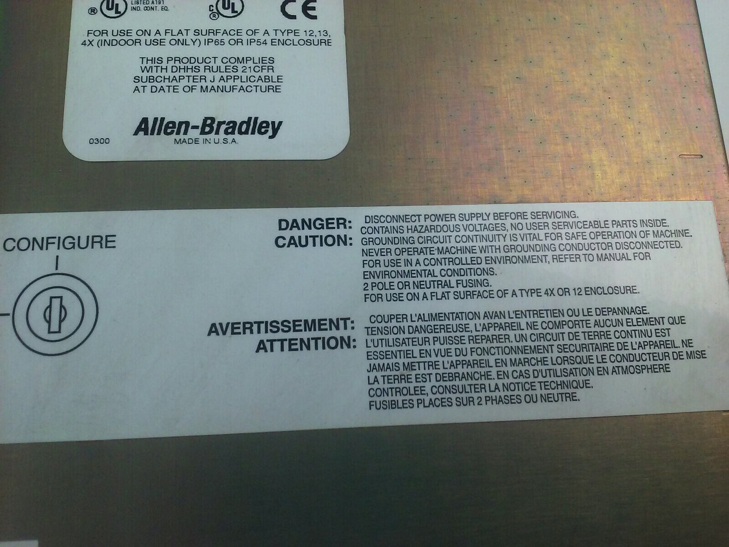 ALLEN BRADLEY 2711E-T10C6 SER. D REV. A  PANELVIEW 1000E TERMINAL FRN 5.14