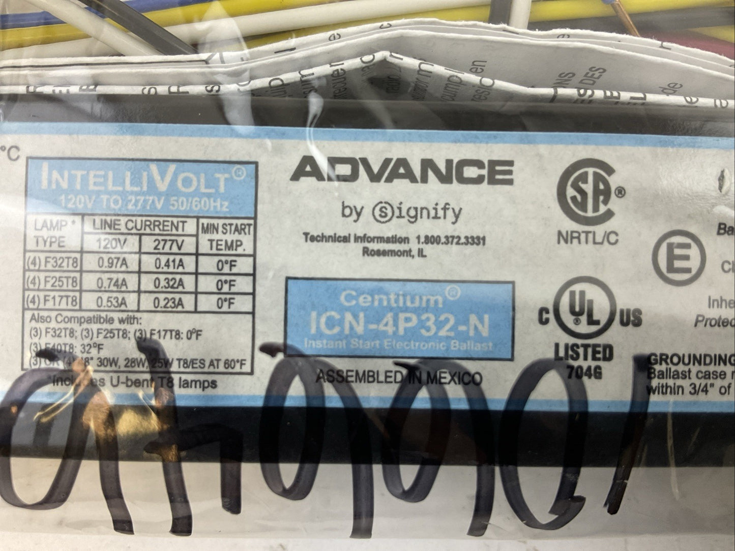 ADVANCE ICN-4P32-N INSTANT START ELECTRONIC BALLAST 120V TO 277V (LOT OF 2)