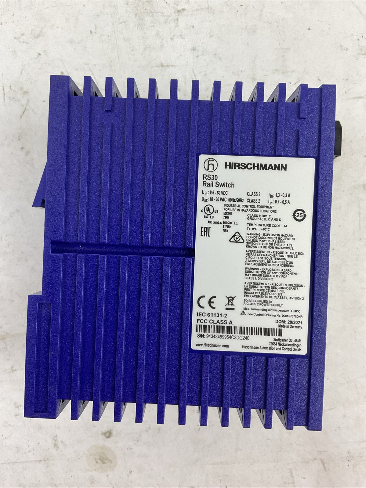 HIRSCHMANN RS30-0802OOZZSDAPHH09.1.00 RAIL SWITCH