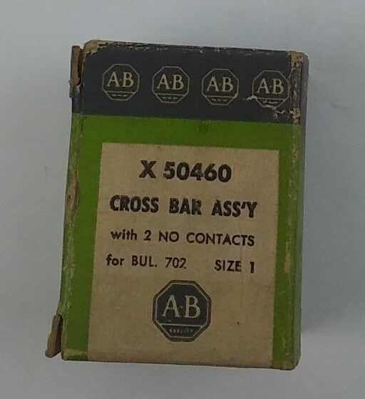 ALLEN BRADLEY X-50460 CROSS BAR 2 POLE ASSEMBLY W/ 2 NO CONTACTS, BUL 702,SIZE 1