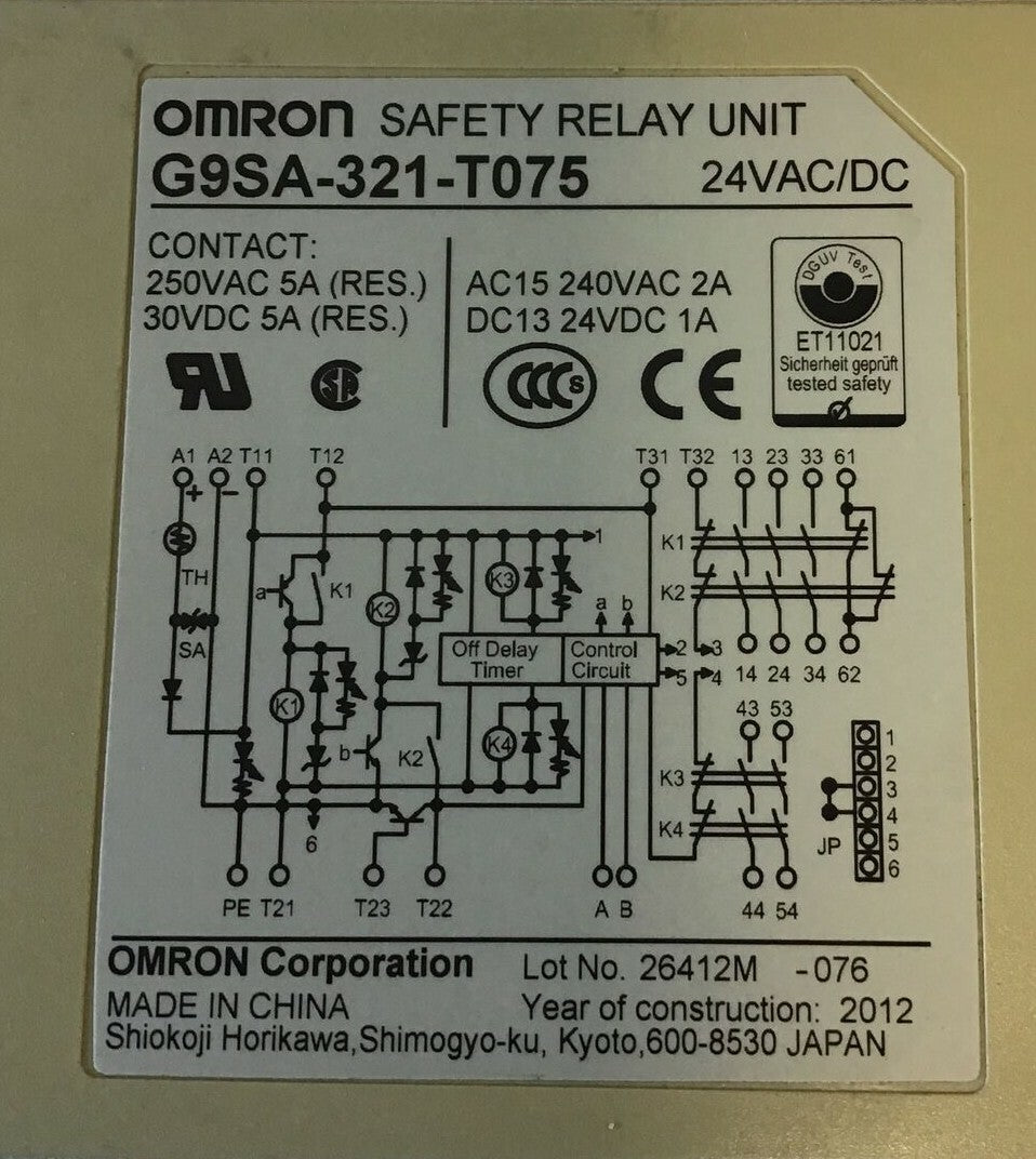 OMRON G9SA-321-T075 SAFETY RELAY UNIT 24VAC/VDC