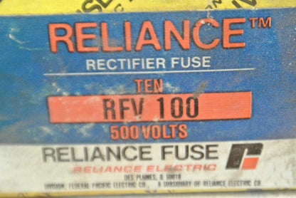 RELIANCE RFV100 RECTIFIER FUSES / 500V / 100A / NEW SURPLUS / EACH