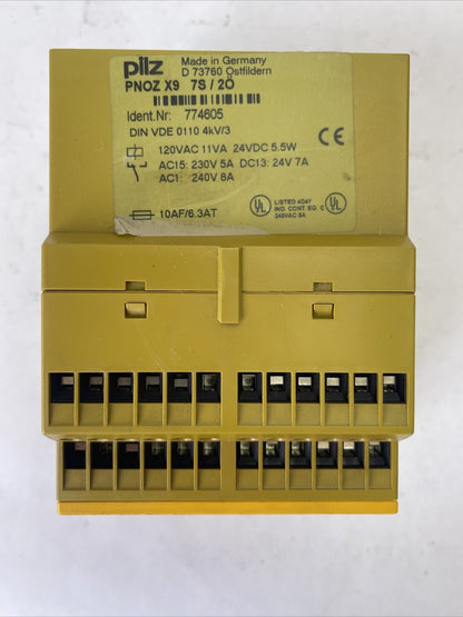 PILZ PNOZ X9 7S/2O SAFETY RELAY 120VAC 11VA 24VDC 5.5W AC15:230V 5A DC13:24V 7A