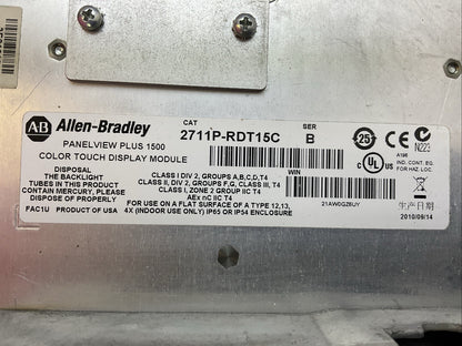 ALLEN BRADLEY 2711P-RDT15C SER B PANELVIEW PLUS 1500 2711P-RP8D SER A 24VDC